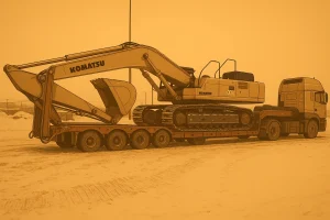 Перевозка гусеничной спецтехники из Китая в условиях Крайнего Севера на тралах